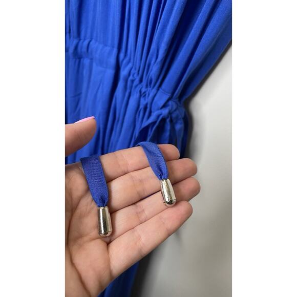 NWT BGL Blue Sleeveless Maxi Dress Adjustable Waist Designer Beach US 4 EUR 34 - Picture 4 of 13